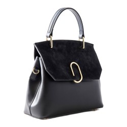 Thita Leather and Suede Handbag Black