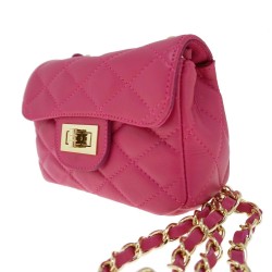 Petra Quilted Leather Shoulder Bag fuchsia