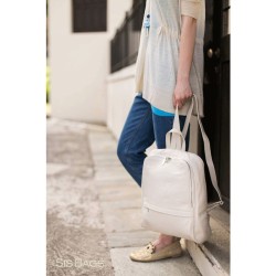 Betta Leather Backpack White