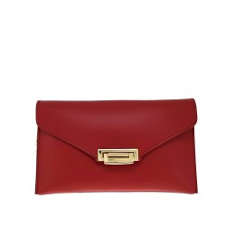 Leather Envelope Clutch Red