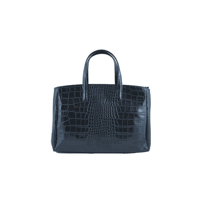 Natalia Croc Leather Handbag Blue