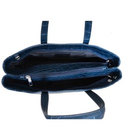 Natalia Croc Leather Handbag Blue