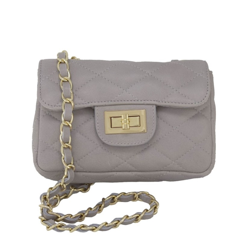 Petra Quilted Leather Shoulder Bag grey