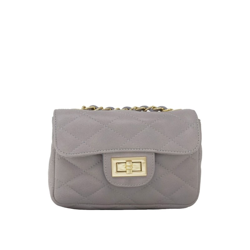 Petra Quilted Leather Shoulder Bag grey