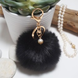 Fur Ball Bag Keychain Black