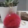 Fur Ball Bag Keychain Fuchsia