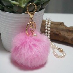 Fur Ball Bag Keychain Pink
